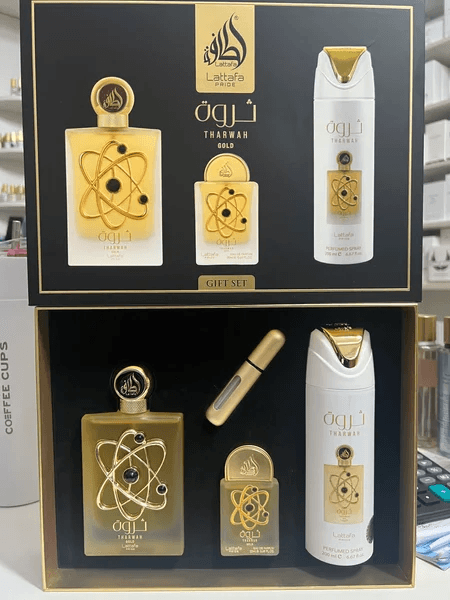 Kit Tharwah Gold 100ml + Mini 20ml + Desodorante 200ml